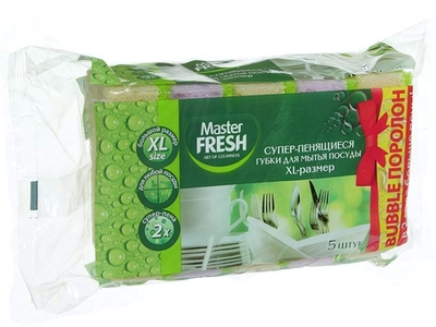 Губка для посуды 5шт 10*7*3 XL bubble-поролон Master FRESH