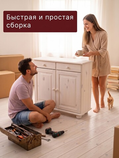 Тумба 90х39х83, Лена, двухдверная (буфет для кухни напольный), белый, Dipriz