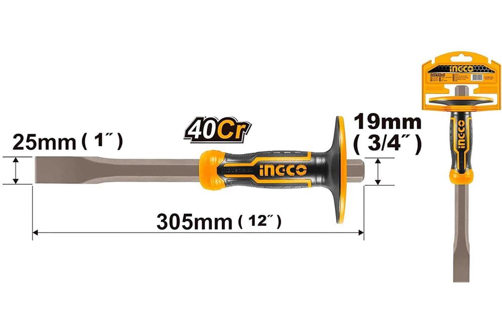 Зубило плоское с протектором 305х19х25 мм INGCO HCCL852519 INDUSTRIAL