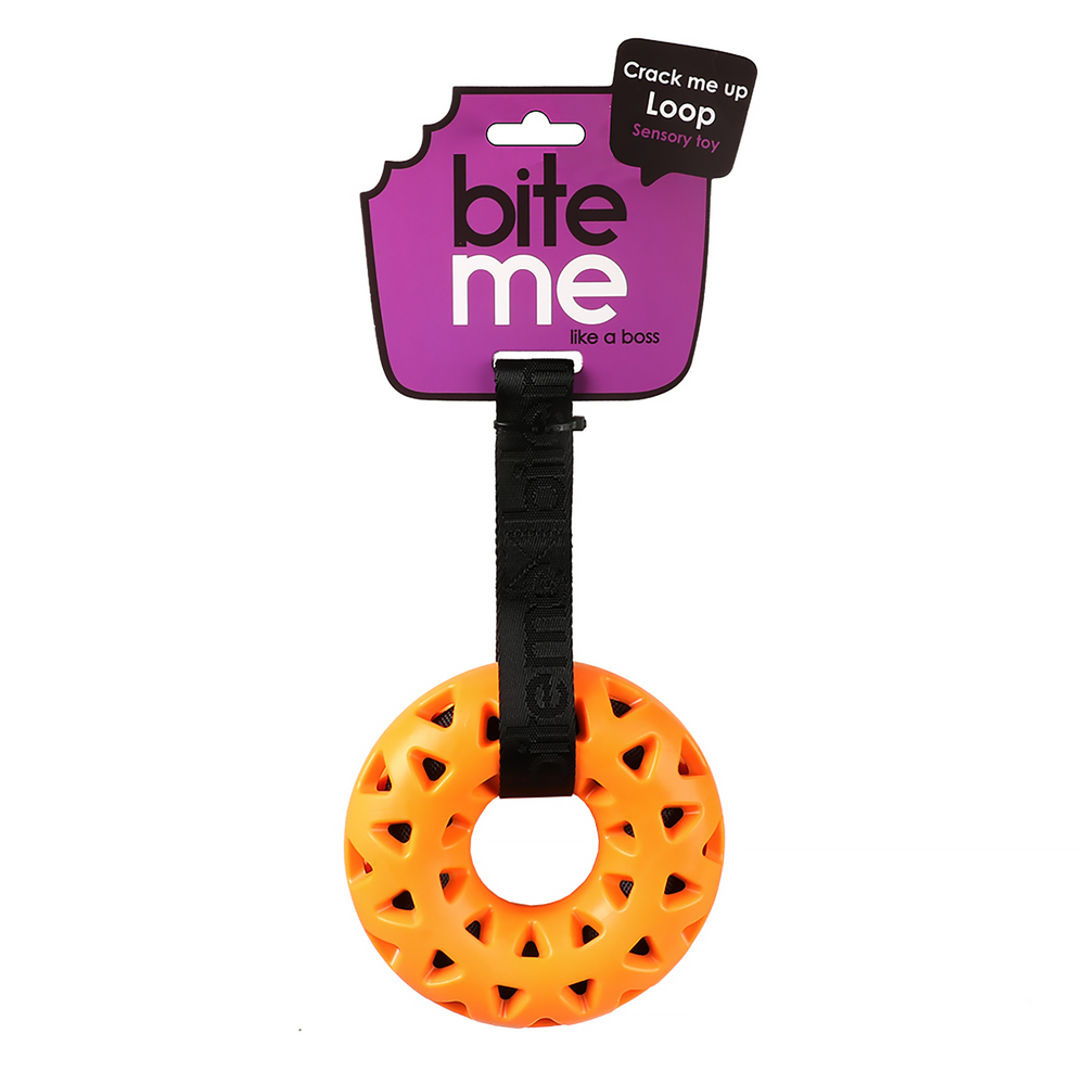 Игрушка для собак резиновая, кольцо с петлей "Bite me" EBI
