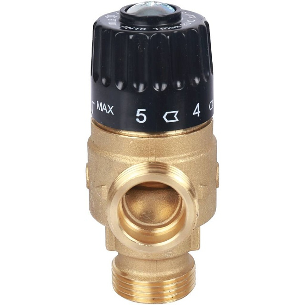 Клапан термостатический смесительный STOUT - 3/4" (НР, 30-65°C, Kvs 1.8, T-образное смешивание)