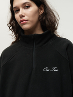 Drawstring Half-Zipped Sweatshirt Black