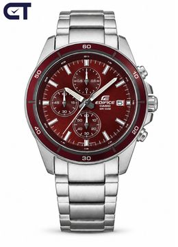 CASIO EFR-526D-5CVUDF EDIFICE мужские наручные часы — стальной хронограф с бордовый циферблатом