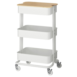 IKEA RÅSKOG  (ИКЕА РОСКОГ)  -  / NORRÅVA Тележка с крышкой - белая 35x45x77 см