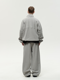 Drawstring Half-Zipped Sweatshirt Grey