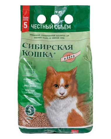 Наполнитель Сибирская Кошка Флора древесный для кошек 5 л