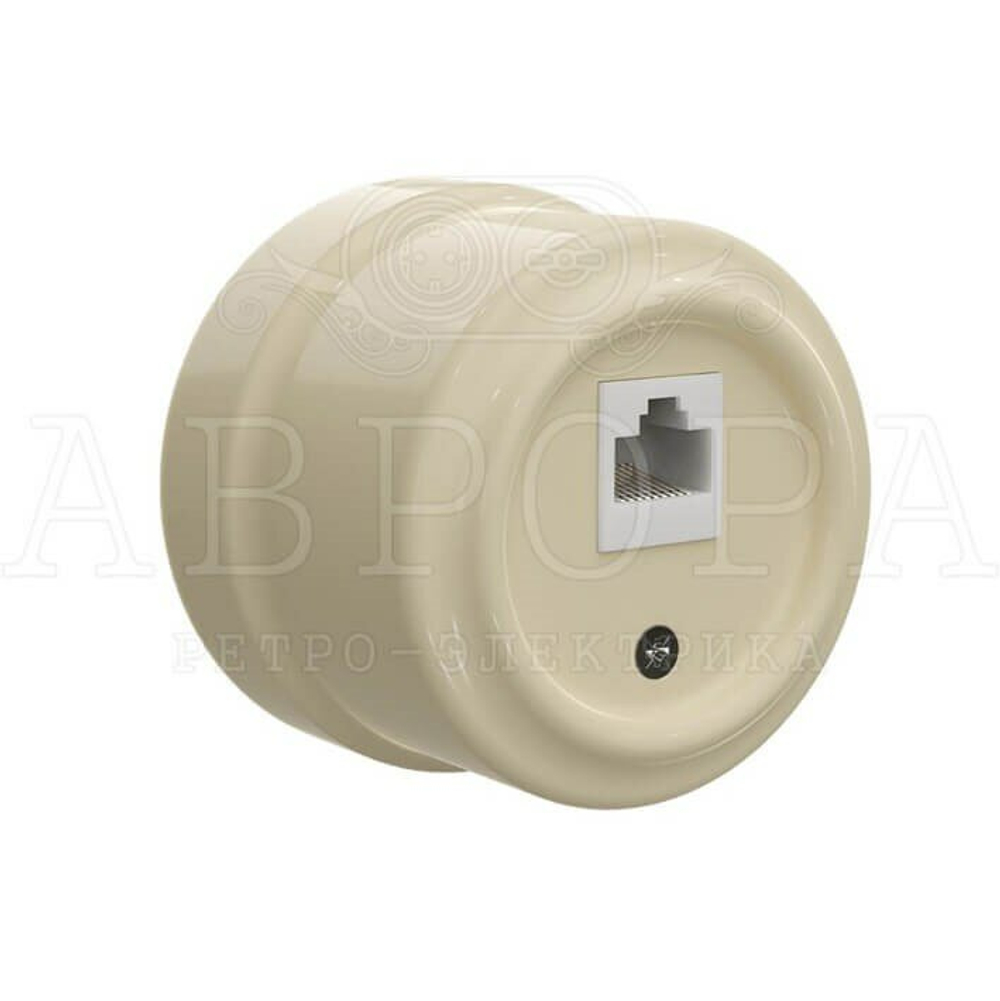 Ретро розетка для интернета RJ45, Слоновая кость, серия Аврора Мезонин GE70342-02 / Интернет