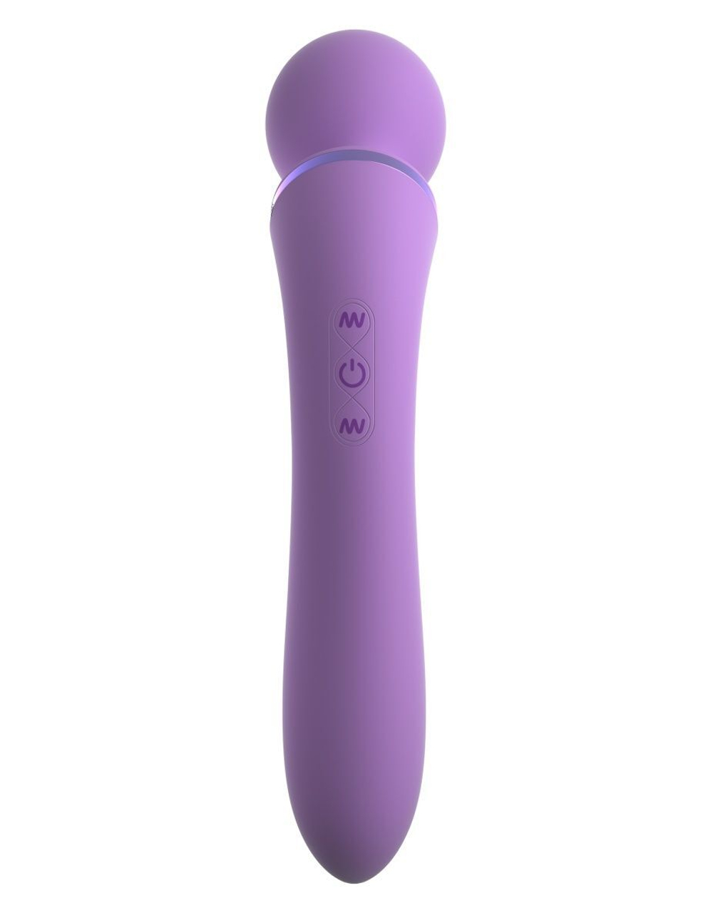 Фиолетовый двусторонний вибростимулятор Duo Wand Massage-Her - 19,6 см. (Цвет: фиолетовый)