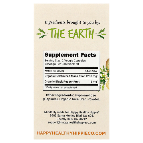 Happy Healthy Hippie, мака, 120 вегетарианских капсул
