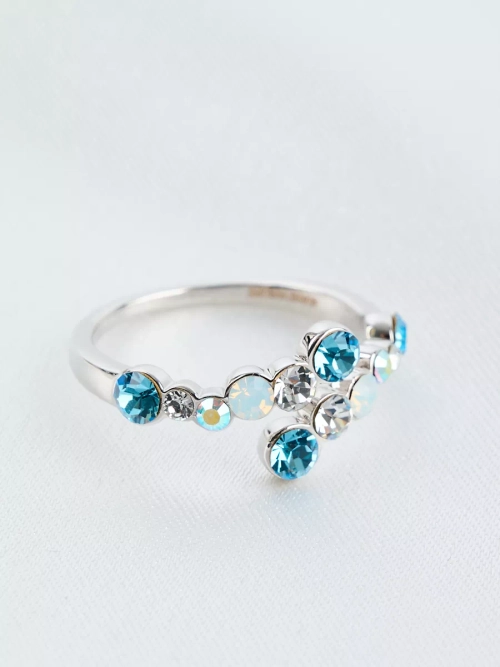 Кольцо Млечный путь с голубыми кристаллами Swarovski
