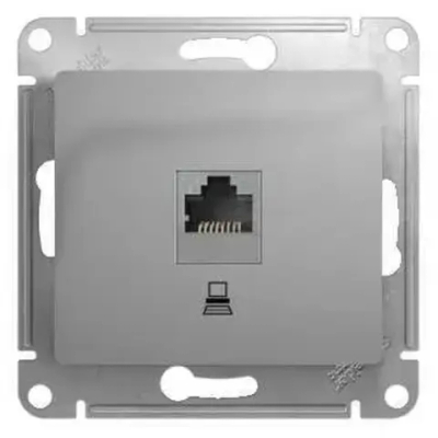 GLOSSA РОЗЕТКА компьютерная RJ45 кат. 5e, механизм, АЛЮМИНИЙ