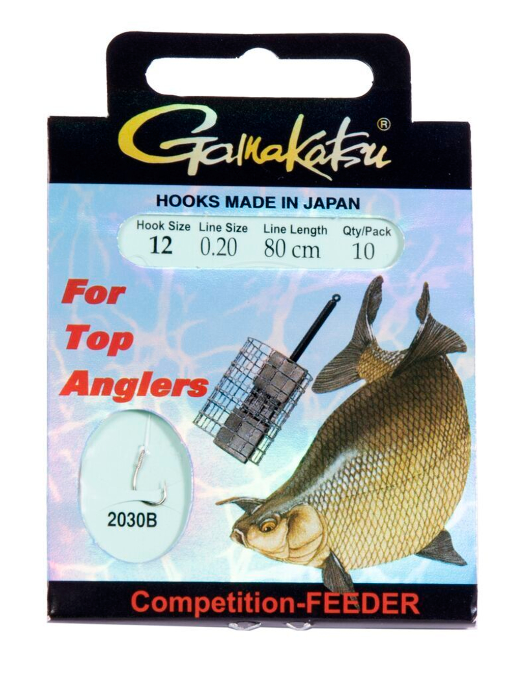 Крючки с поводком Gamakatsu BOOKLET FEEDER STR 2030B разм. 12-0.20мм 80см 10шт.