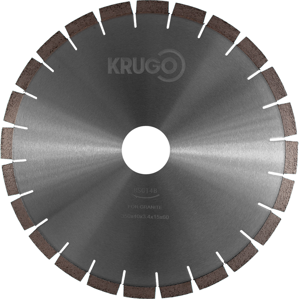 Диск алмазный сегментный по граниту, бесшумный KRUGO 350x40x3,4x60x15mm, BSG14B