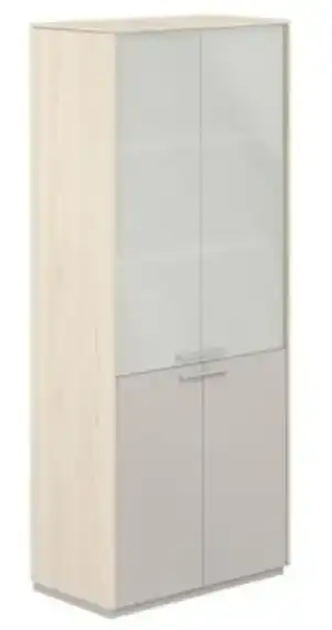NZ-0351.GS.YN / Шкаф высокий со стеклом мат., обвязка GS, фасады YN / 824х450х1976, обвязка GS, фасады YN, стекло матовое GLM