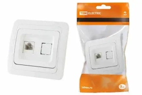 Розетка компьютерная RJ45  IP20 белая "Валдай" TDM  SQ1804-0013