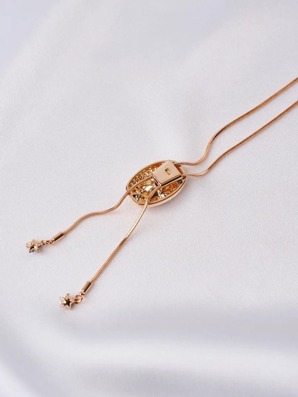 Колье-галстук Звездное небо с подвесками и фиолетовыми кристаллами Swarovski