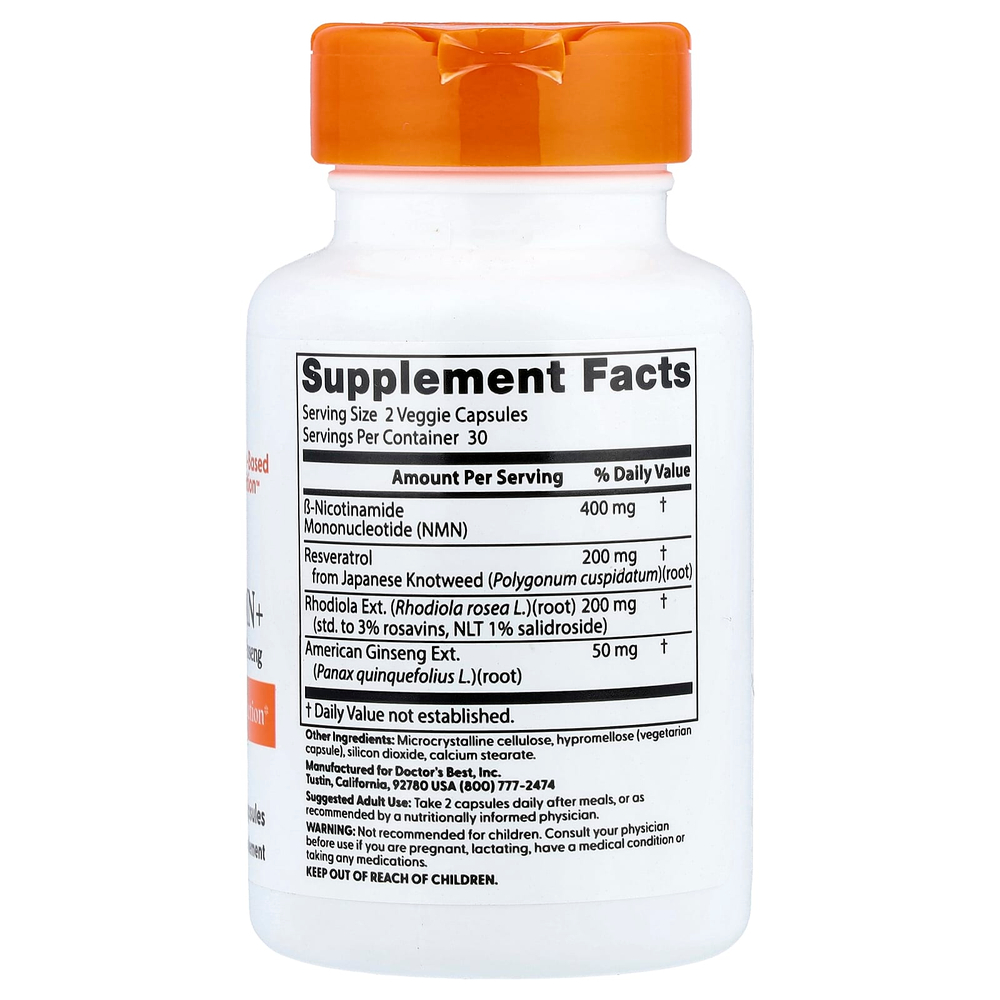 Doctor's Best, NMN+, 60 растительных капсул