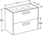 Тумба подвесная ROCA THE GAP 600 2 ящика, фиолет (ZRU9302742) с раковиной ROCA THE GAP UNIK (7327472000)