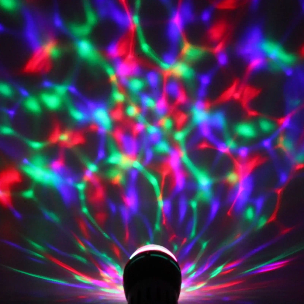 Диско-лампа светодиодная «Калейдоскоп» LED (красный, зеленый, синий), цоколь Е27, 220 В+переходник (220V)