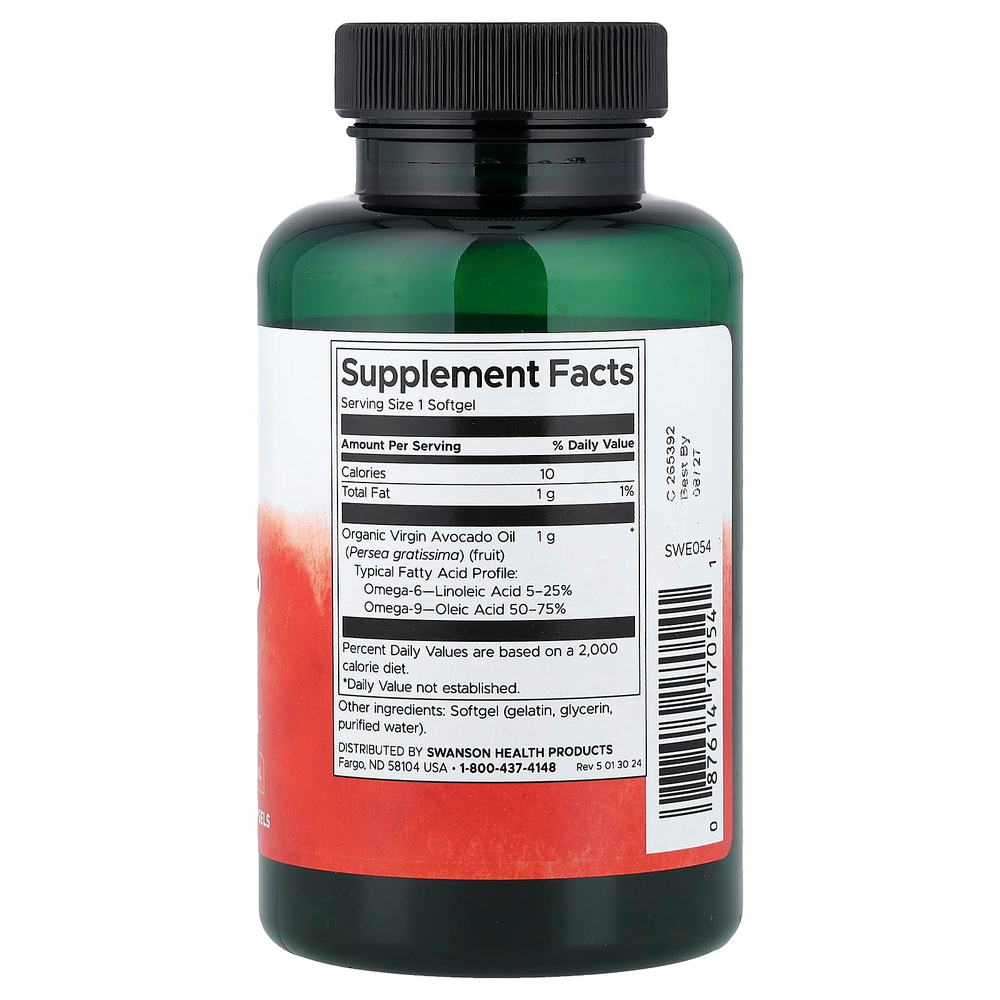 Swanson Vitamins, Масло авокадо, 1 г, 60 мягких таблеток
