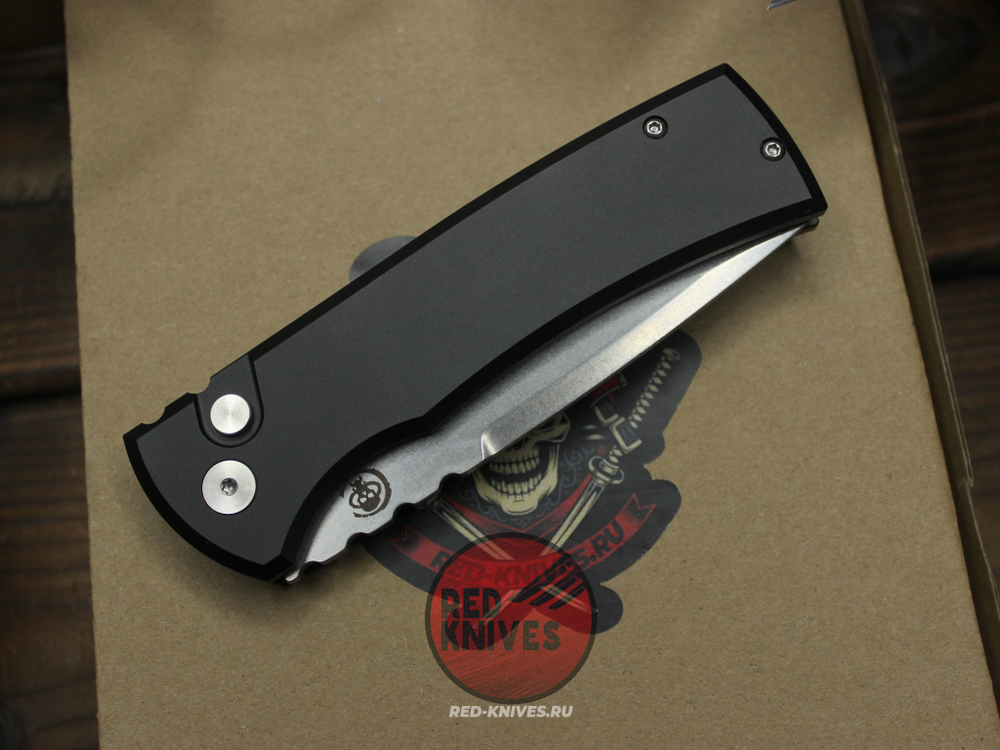 Нож Pro-Tech / Chaves Knives Redencion 229 Auto Tanto Black - гладкая алюм рукоять, шайбы