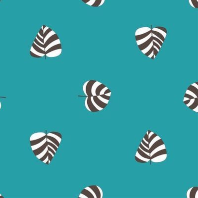 Полосатые листья на бирюзовом