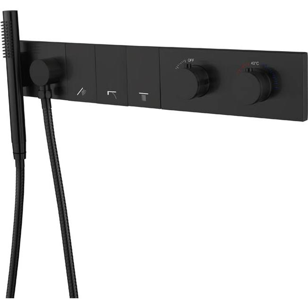 Встраиваемый смеситель для душа и ванны Boheme ZODIAC TERMO 133-SYS-B с ручным душем, Black
