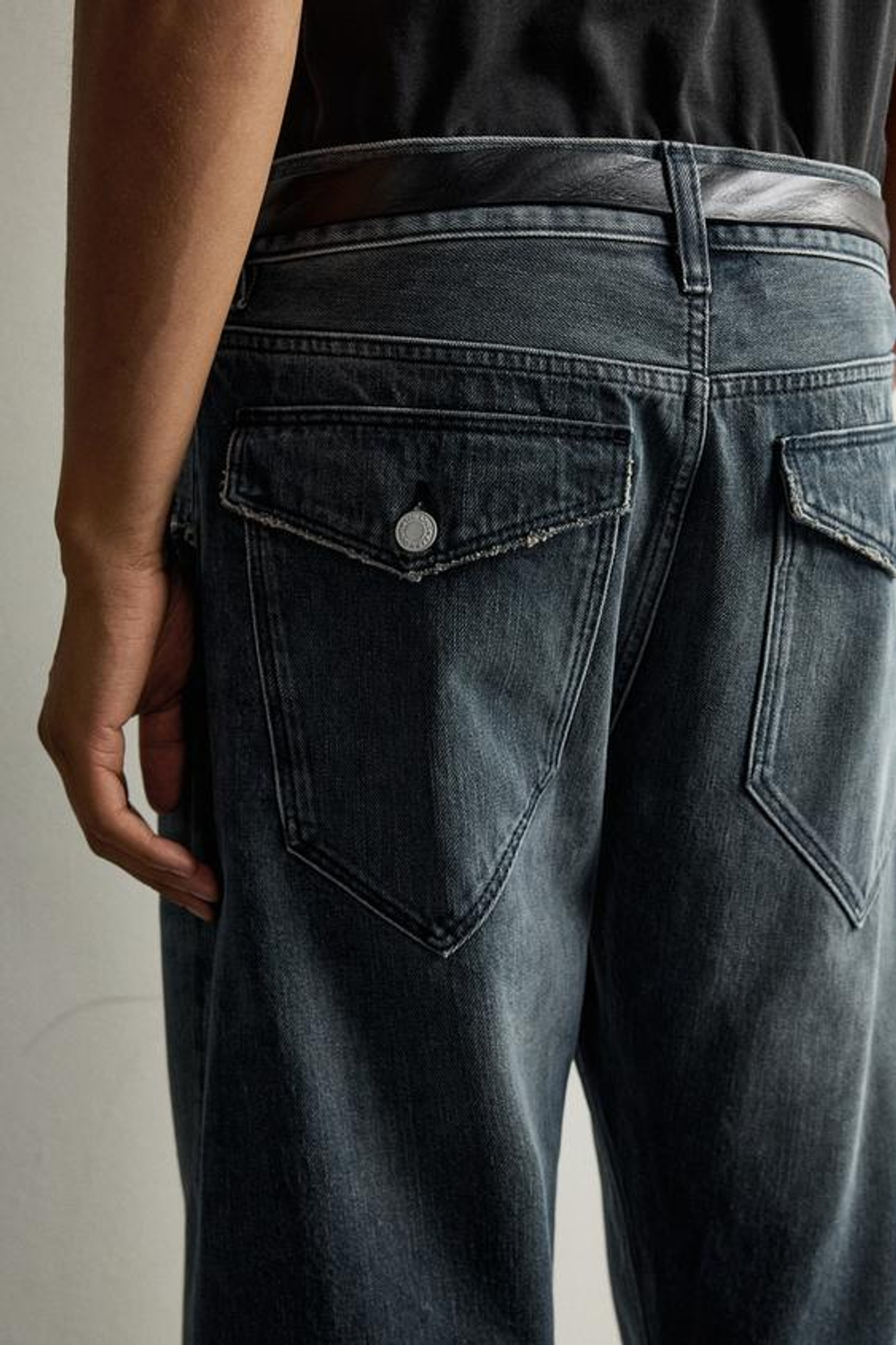 ZARA ДЖИНСЫ LOOSE FIT С ПОВОРОТНЫМИ ШВАМИ, СИНИЙ