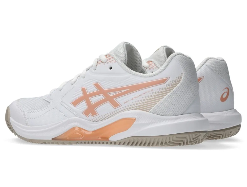 Женские теннисные кроссовки Asics Gel-Dedicate 9 Clay - white/cantaloupe