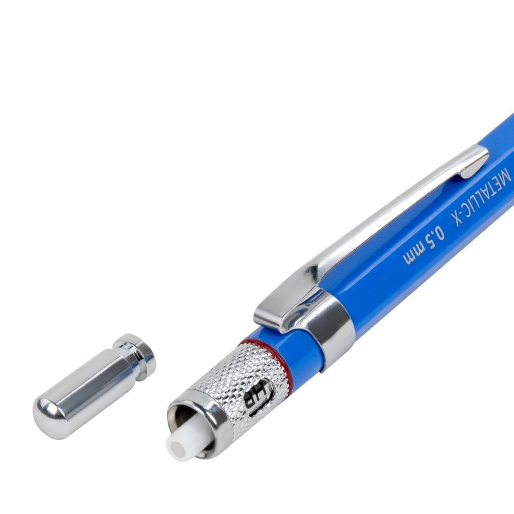 Карандаш механический 0,5 мм + грифели HB 24 штуки на блистере, BRAUBERG "METALLIC-X 05", металлические детали, 181965
