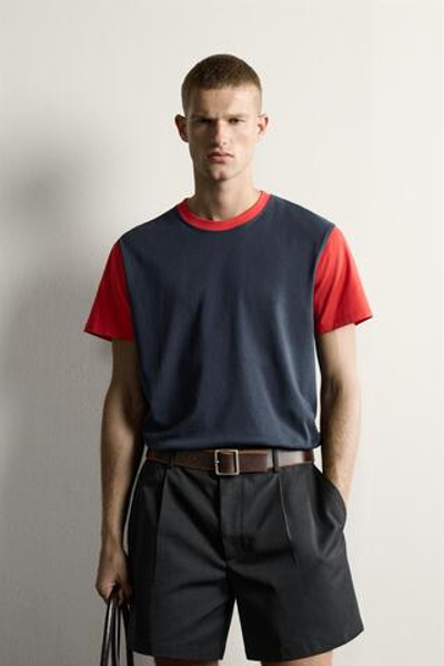 ФУТБОЛКА КЛАССИЧЕСКОГО КРОЯ В СТИЛЕ КОЛОР-БЛОК — ZARA