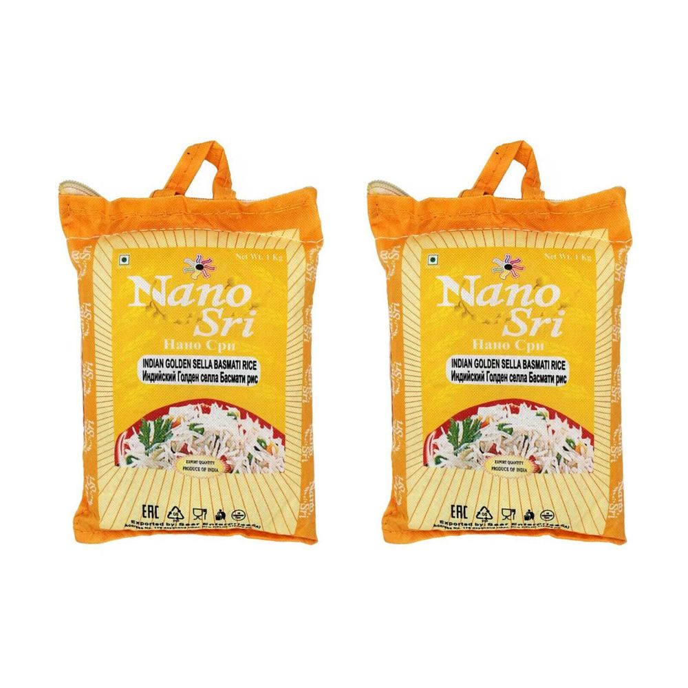 Рис Nano Sri Basmati Golden Sella пропаренный 1кг, 2 шт