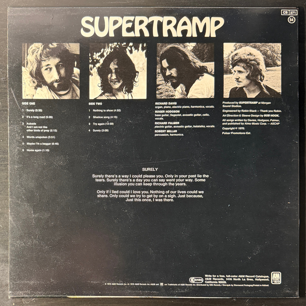 Supertramp ‎– Supertramp (Голландия 1981г.)