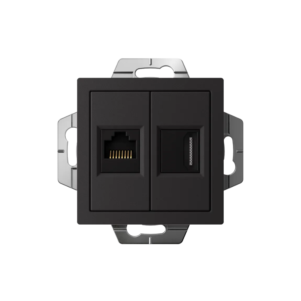 ATLASDESIGN РОЗЕТКА двойная HDMI+RJ45, кат. 5е, механизм, КАРБОН