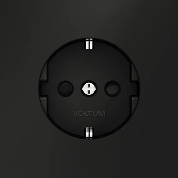 Розетка с заземлением и защитными шторками Voltum S70 Черный матовый VLS040208