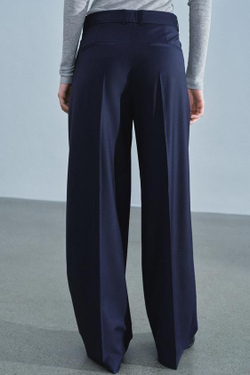 ZARA БРЮКИ С ЗАЩИПАМИ ИЗ СМЕСОВОЙ ШЕРСТИ — ZW COLLECTION, МОРСКОЙ СИНИЙ
