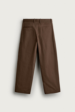 ZARA БРЮКИ RELAXED FIT СО СКЛАДКАМИ, ШОКОЛАДНЫЙ