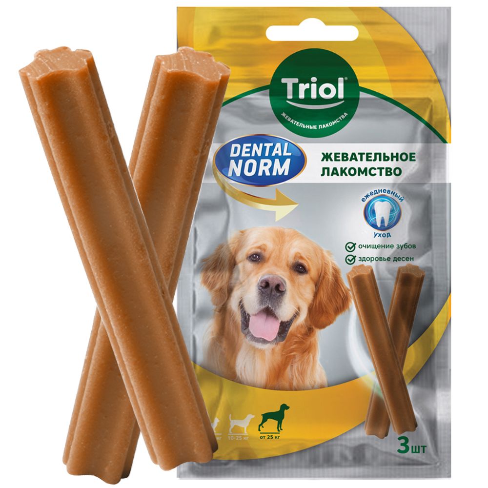 Лакомство Triol DENTAL NORM для собак крупных пород "Палочки жевательные", 120г
