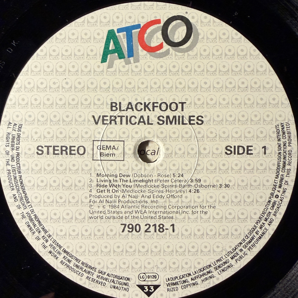 Blackfoot – Vertical Smiles (Германия 1984г.)