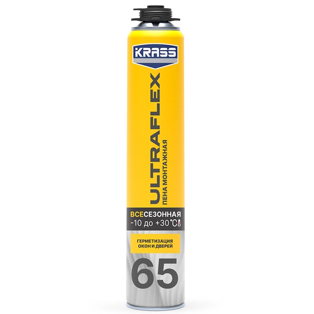 Пена монтажная KRASS ULTRAFLEX  профи 800мл  65л всесезонная * новинка  АКЦИЯ