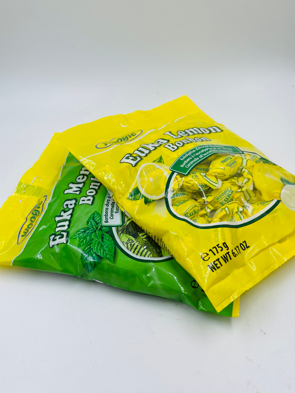 Леденцы Woogie Euka Menthol и Lemon со вкусом эвкалипта и ментола/лимона, 2 уп. по 175 г (Германия)