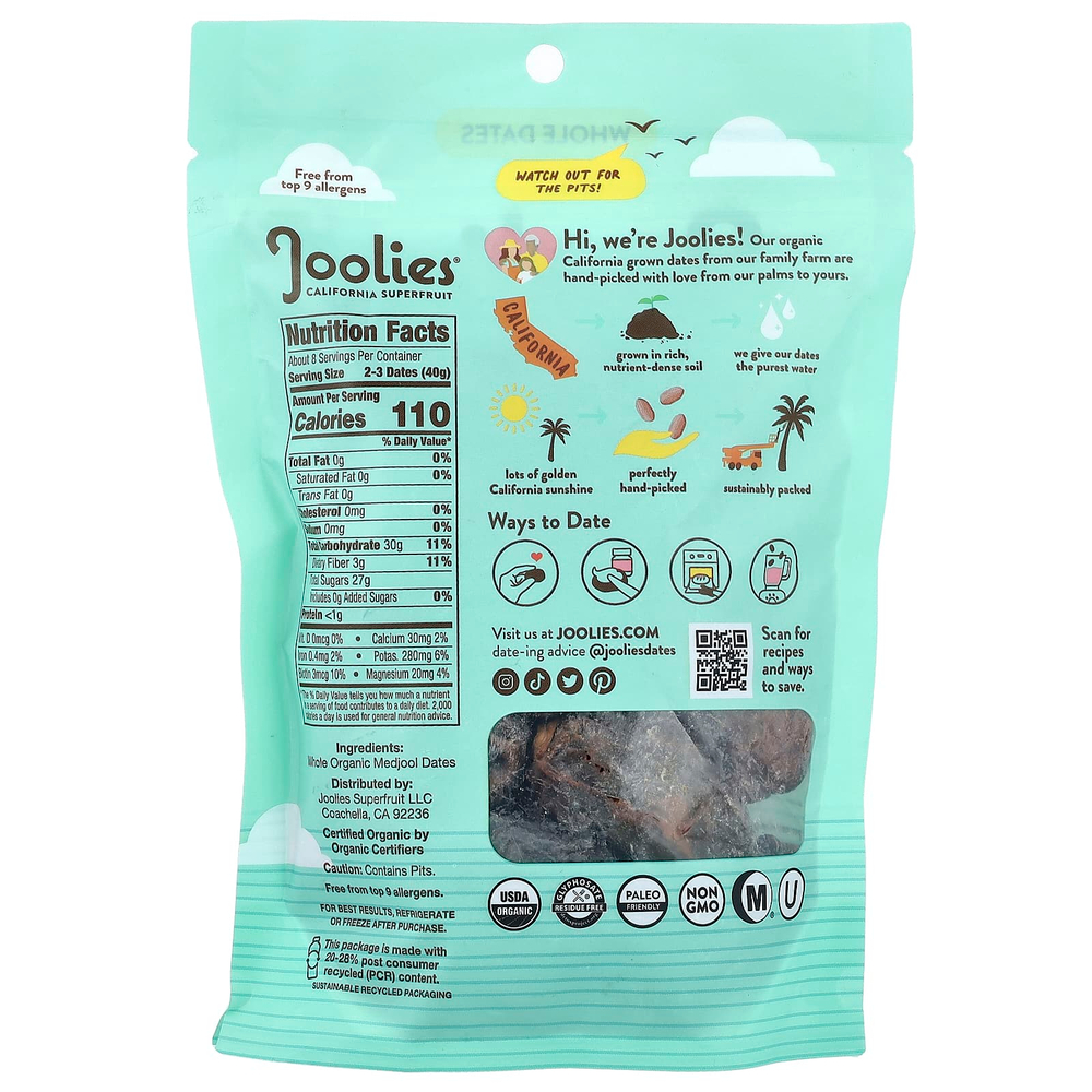 Joolies, Свежие финики Medjool, цельные, 340 г (12 унций)