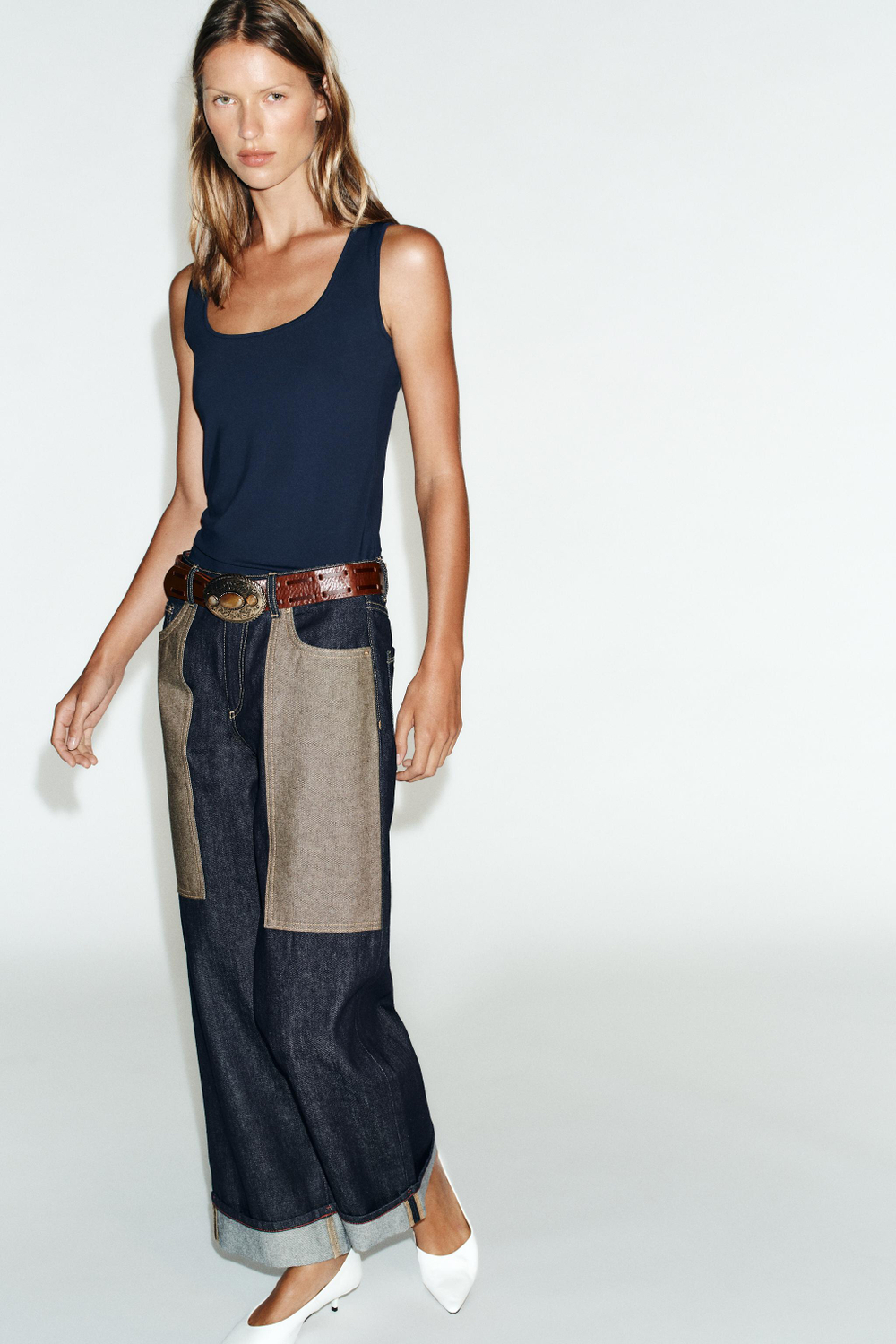 ТОП ИЗ ПОЛИАМИДА С ШИРОКИМИ БРЕТЕЛЯМИ — ZARA