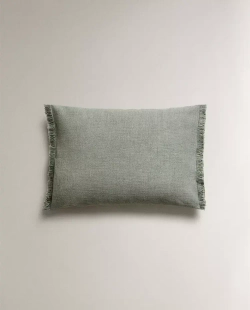 ZARA HOME НАВОЛОЧКА ДЛЯ ДЕКОРАТИВНОЙ ПОДУШКИ С БАХРОМОЙ, СИНИЙ