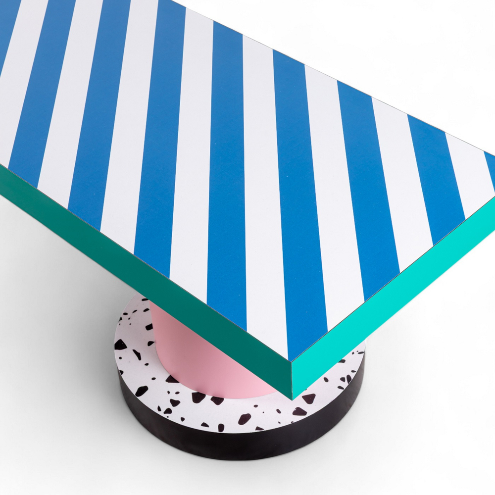 Скамья Seletti Superbench Blue Stripes, белый, голубой, черный, розовый