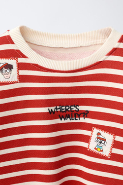 ZARA ТОЛСТОВКА В ПОЛОСКУ WHERE'S WALLY?®, КРАСНЫЙ/БЕЛЫЙ