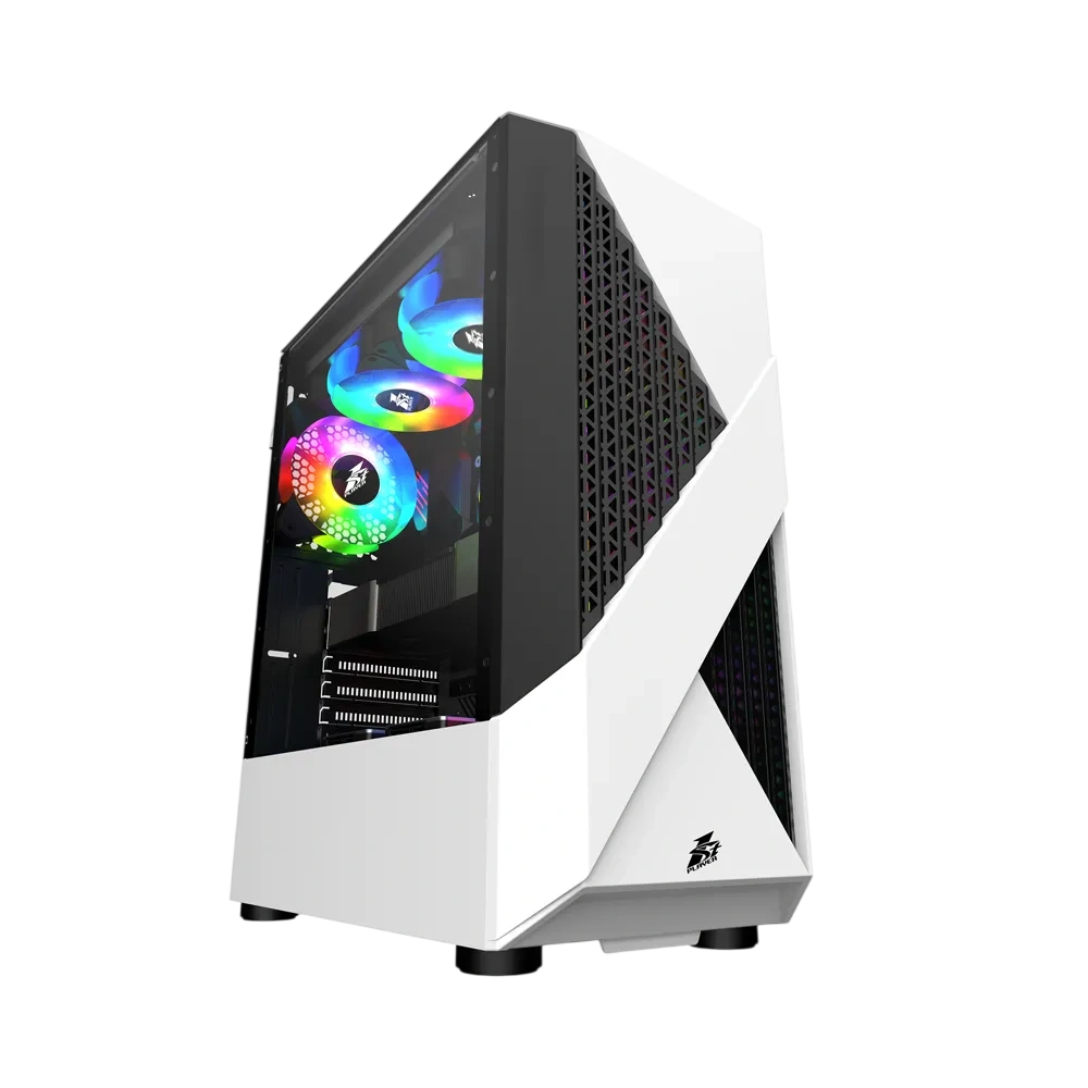 Корпус 1STPLAYER FIREROSE F3-A ATX TG LED fans (F3-A-WH-4F1) White