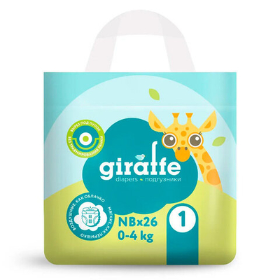 Подгузники Lovular Giraffe Classic NB (0-4 кг) 26 шт