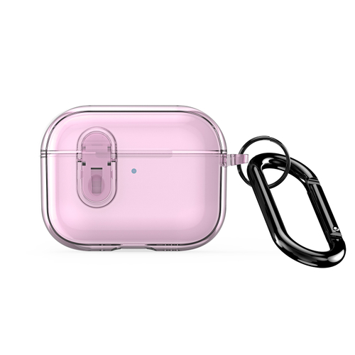Чехол прозрачный розовый для наушников AirPods Pro 3, серия PECL Series от Dux Ducis, в комплекте с карабином