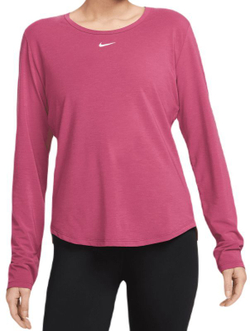 Женская теннисная футболка (dł. Рукава) Nike Dri-Fit One Luxe Lon Sleeve Top - rosewood/reflective silver